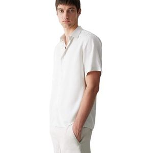 DeFacto Herenoverhemd met korte mouwen, stijlvol geweven bovenstuk, natuurlijk beige, XS, Natural Beige, XS