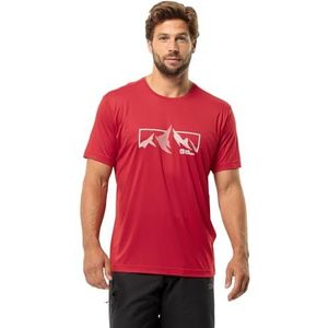 Jack Wolfskin Peak Graphic T M T-shirt, Red Glow, S Heren, Red Glow, S