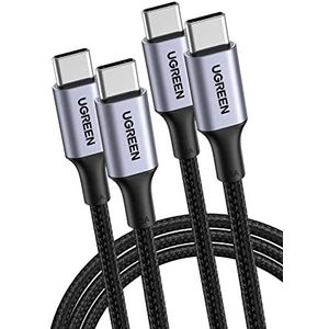 UGREEN 100W USB C naar USB C kabel 2 stuks PD 3.0 oplaadkabel USB C 5A/20V PPS compatibel met iPhone 15 Pro Max, M3 MacBook Pro/Air, iPad Pro 2024, Galaxy S24 Ultra, Pixel 8, Steam Deck enz. (0.5m)
