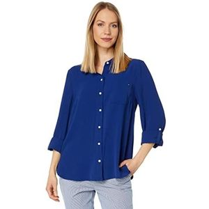 Tommy Hilfiger Roll Tab-Aero overhemd button-down voor dames, blauw (Deep Sea), XL