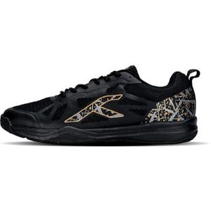 HUNDRED Blade Non-Marking Professional Badminton Shoes for Men | Material: TPU, Rubber | Suitable for Indoor Tennis, Squash, Table Tennis, Basketball & Padel (Black/Gold, Size: EU 40, UK 6, US 7)