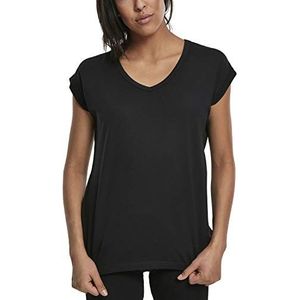 Urban Classics Dames Ronde V-hals Extended Shoulder Tee T-shirt, zwart (Black 00007), XXL