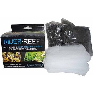 Interpet Vervanging Filter Pads en Carbon voor het rivierrif 48L Aquarium, Kit bevat 2 Carbon Tassen en 4 Vilt Pads