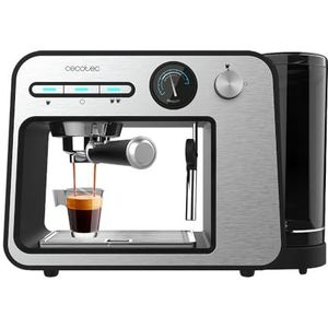 Cecotec Espressomachine Power Espresso 20 Square Pro, 1450 W, 20 bars, ThermoBlock, Stoompijp, 2 koffiekopjes, Verwijderbare watertank van 1 liter, Verwarmingsplaat voor Kopjes