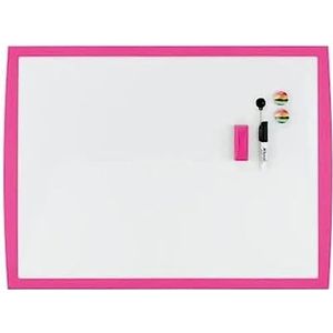 Nobo Klein Magnetisch Whiteboard met Felgekleurd Frame, Aan de Muur te Bevestigen, Inclusief Bijpassende Accessoires, Voor Thuis en op Kantoor, 585 x 430 Millimeter, Roze, 2104177
