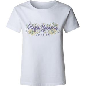 Pepe Jeans - T-shirt AVA - Wit - Katoen - Bloemenprint