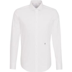 Seidensticker Business overhemd - slim fit - strijkvrij - Kent kraag - lange mouwen - 100% katoen, wit (wit 01), 43