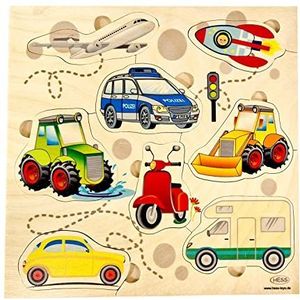 Hess Holzspielzeug 14971 - Houten puzzel, motief voertuigen, handgemaakt, voor kinderen vanaf 3 jaar