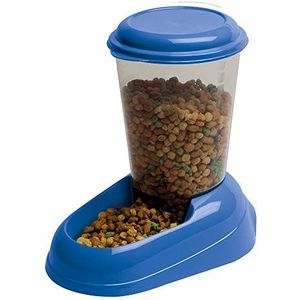 Ferplast 71970099W2 Droogvoerautomaat voor honden en katten 3 liter ZENITH Praktische voerautomaat koekjes dieren, Transparante tank met deksel, Antislip bodem, 20,2 x 29,2 h 28,8 cm Blauw, blauw