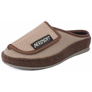 Aerosoft Klittenband-pantolette 6032-4P dames heren pantoffel breedte G-H antislip, taupe, 38 EU