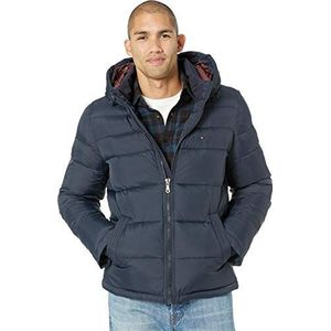 Tommy Hilfiger Pufferjas met capuchon voor heren, Middernacht, XXL
