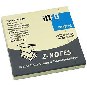 Gele zelfklevende notities met Z-vouw, 75 x 75 mm, FSC-zegel, 100 vellen per blok, 12 blokken per verpakking