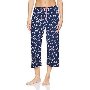 HUE Women’s SleepWell Basic Printed Knit Performance Sleep Capri Pajama Pant, Made With Temperature Regulating Technology, Medieval - Beach Chair, Medium