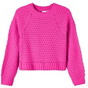 NAME IT Girl's NKFDILISA LS Short Knit Trui, Knockout Pink, 116, roze, 116 cm