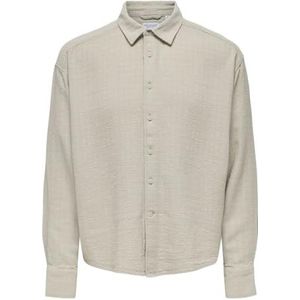 ONSLATHAM LS Casual Linen STRUC Shirt, Zilvervoering., M