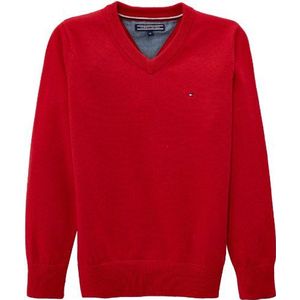 Tommy Hilfiger Tommy Vn pullover, effen, V-hals, voor jongens - rood - 5 ans
