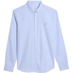 Farah Heren Brewer Slim Fit Katoen Oxford Shirt, Hemelsblauw, L