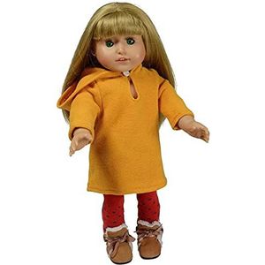 The New York Doll Collection Pop Compleet Kleding Voor Mode Meisje Poppen - Omvat Geel Capuchon met Laarzen - Geschikt voor 18 inch / 46 cm Poppen - Pop Kleding - Pop Accessoires