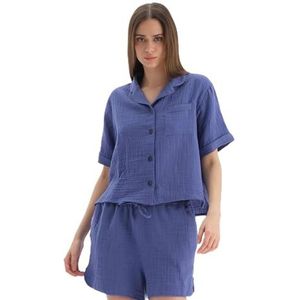 Dagi Lilac Fashion Knitted Short Sleeve Shirt Collar Shirt, Lilac, 38, lila (lilac), 38