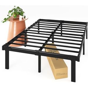 Zinus Caleb Bed 90 x 200 cm - Hoogte 36 cm met Opbergruimte onder het bed - Metalen Platformbedframe - Opvouwbaar bedframe - Zwart