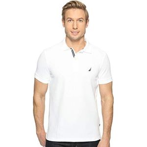 Nautica Men's Slim Fit Short Sleeve Solid Polo Shirt, Bright White, Large