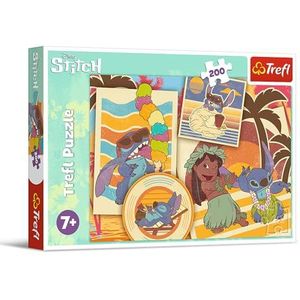 Trefl - Lilo & Stitch, Muzikale wereld Lilo & Stitch - Puzzel met 200 stukjes - Kleurrijke puzzel met de helden uit de cartoon, Creatieve ontspanning, Plezier voor kinderen vanaf 7 jaar