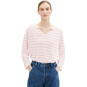 TOM TAILOR Dames 1036739 Pullover 31726-Offwhite Pink Stripe, M, 31726 - Offwhite Pink Stripe, M