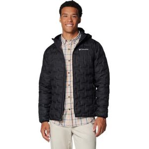 Columbia Heren Delta Ridge Down Hooded Jacket Hooded Puffer Donsjas, Zwart, Maat M