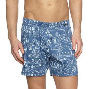 Schiesser heren boxershorts pyjamabroek, blauw (816 jeansblauw), 58