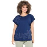Ulla Popken - Shirt - Donkerblauw - Jersey - Ronde Hals - Halve Mouw