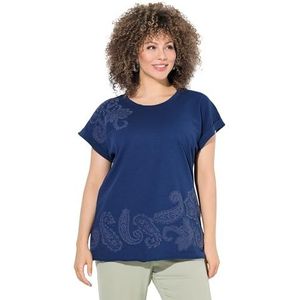 Ulla Popken - Shirt - Donkerblauw - Jersey - Ronde Hals - Halve Mouw