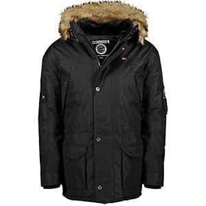 Geographical Norway Abiosaure Boy Parka, lang, warm, voor jongens, herfst, winter, waterdicht, waterafstotend, bontjas, outdoor, winddichte jas, kinderen (zwart 10 jaar), Zwart, 10 jaar