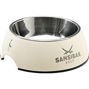 HUNTER Sansibar Melaminebak, voederbak, drinkbak, voor honden en katten, met roestvrijstalen bak, 350 ml, wit