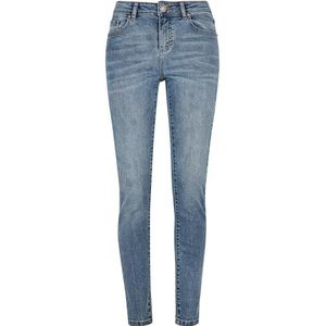 Urban Classics Dames Mid Waist Skinny Jeans, vrouwen jeans in slim fit pasvorm van katoen en elastaan, verkrijgbaar in twee kleuren, maten 26-34, Midstone Washed, 32