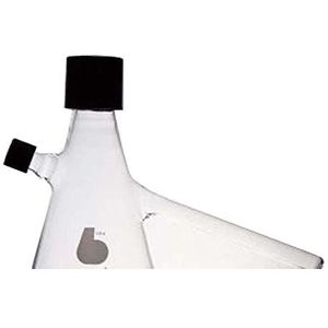 Bellco Glas 2581-14135 Borosilicaatglas Triple Bottom 5067 Nephelo cultuur flesjes met schroefdraad SIDEARM en reiniging poort, 500 ml inhoud, 14 mm zijwapen Diameter (geval van 4)