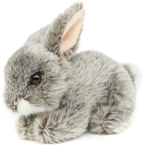 Uni-Toys - Konijn, liggend (grijs) - 18 cm (lengte) - pluche konijn - pluche dier, knuffeldier