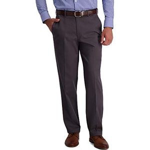 Haggar Heren ijzervrije kaki klassieke uitbreidbare tailleband casual broek, Donkergrijs, 38W / 32L