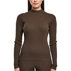 Urban Classics Dames Rib Knit Turtelneck Sweater Sweatshirt, bruin, S