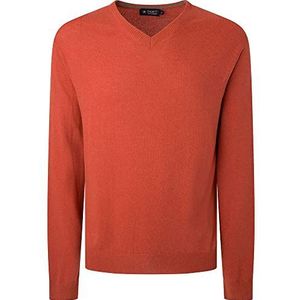 Hackett London Heren Merino Cash Mix V NCK Pullover Sweater, Picante, L