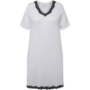 Ulla Popken Dames Nightgown, lace and dots 830470 nachthemd, wit, 46/48, wit, 46/48
