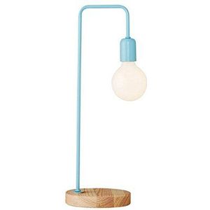 Homemania tafellamp Valetta kleur lichtblauw, walnoothout, metaal-per woonkamer, keuken, slaapkamer, kantoor, eenheidsmaat