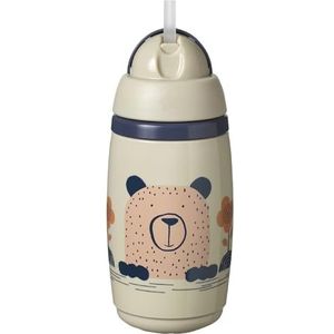 Tommee Tippee Superstar geïsoleerde rietbeker voor peuters met INTELLIVALE 100% lek- en schudbestendige technologie en BACSHIELD antibacteriële technologie, 12 m+, 266 ml, 1 stuks, warm grijs