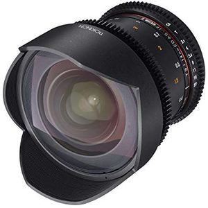 Rokinon Cine DS 14 mm T3.1 ED AS IF UMC Full Frame Cine Wide Angle Lens voor Canon EF, Sony E, zwart, full-size