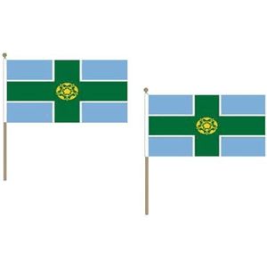 AZ FLAG Vlag van Derbyshire County 45 x 30 cm HAMPE van hout - Set van 10 vlaggen County of Derbys. - Engeland 30 x 45 cm