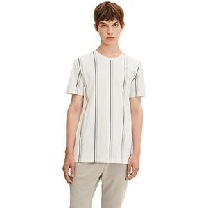TOM TAILOR Denim Uomini T-shirt met strepen 1033030, 30370 - Creme Navy Vertical Stripe, S