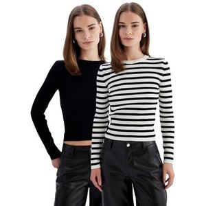 DeFacto Pullover Dames Lange Mouw Blouses & Tunieken - Trui Dames Winter Sweater Ecru S, ecru, S