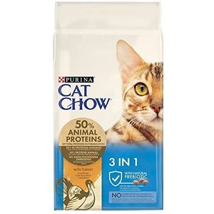 Purina Cat Chow Droogvoer voor volwassen katten, 3-in-1, rijk aan kalkoen