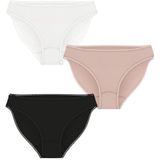 PETIT BATEAU - Set van 3 Slips - Wit - Nude - Zwart - Katoen