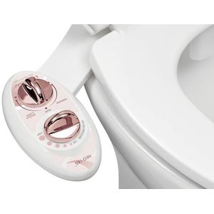 Luxe Bidet NEO 185 Zelfreinigend, dubbel mondstuk, niet-elektrische bidetbevestiging voor toiletbril, instelbare waterdruk, achter- en vrouwelijke was (roségoud)
