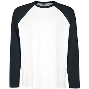 Urban Classics Heren Organic Oversized Raglan Longsleeve T-Shirt, Wit/Zwart, XL
